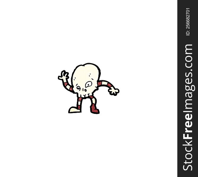 cartoon waving skull cartoon character