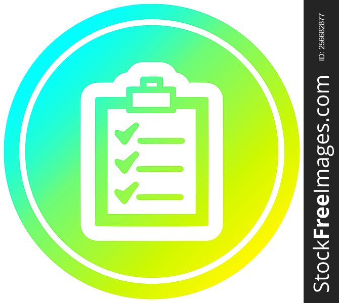 check list circular icon with cool gradient finish. check list circular icon with cool gradient finish