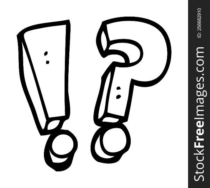 line drawing cartoon question mark and exclamation mark