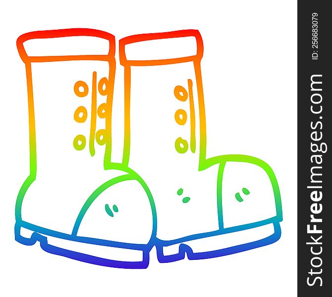 Rainbow Gradient Line Drawing Cartoon Work Boots