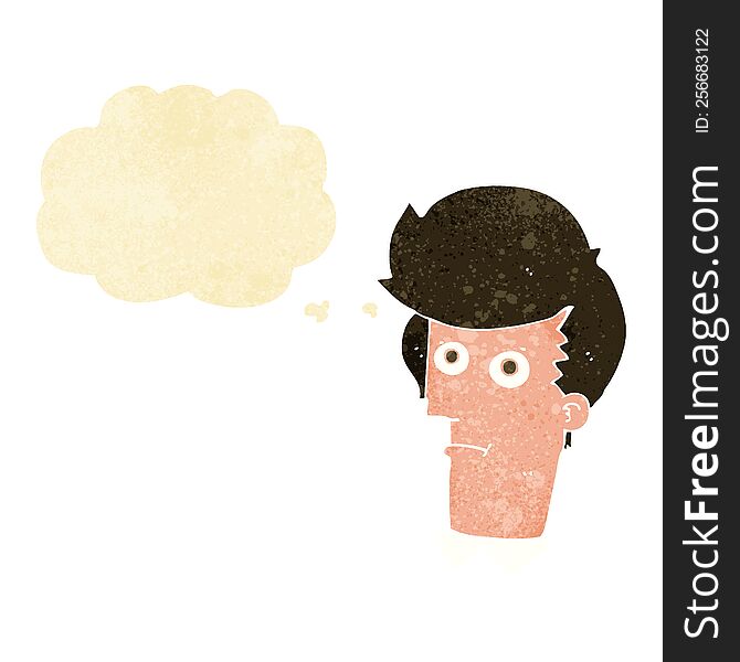 Cartoon Staring Face With Thought Bubble