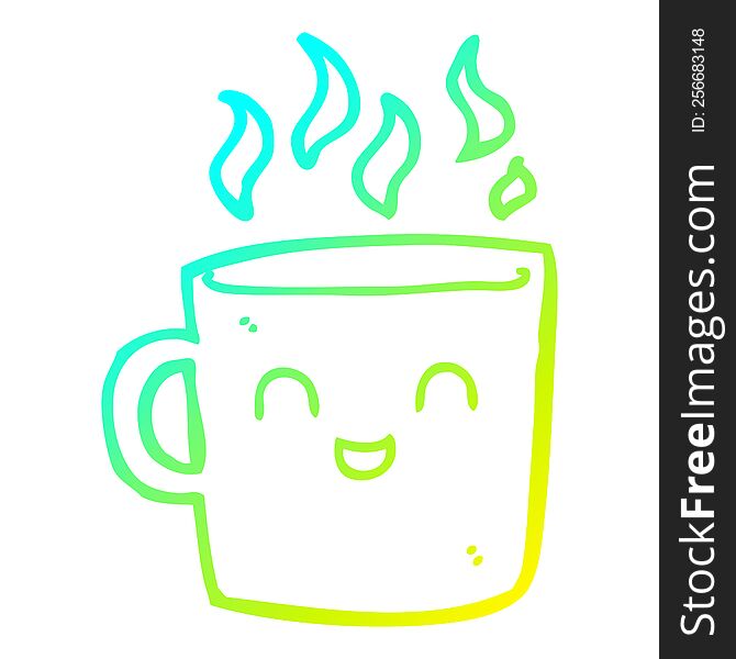 Cold Gradient Line Drawing Cute Coffee Cup Cartoon