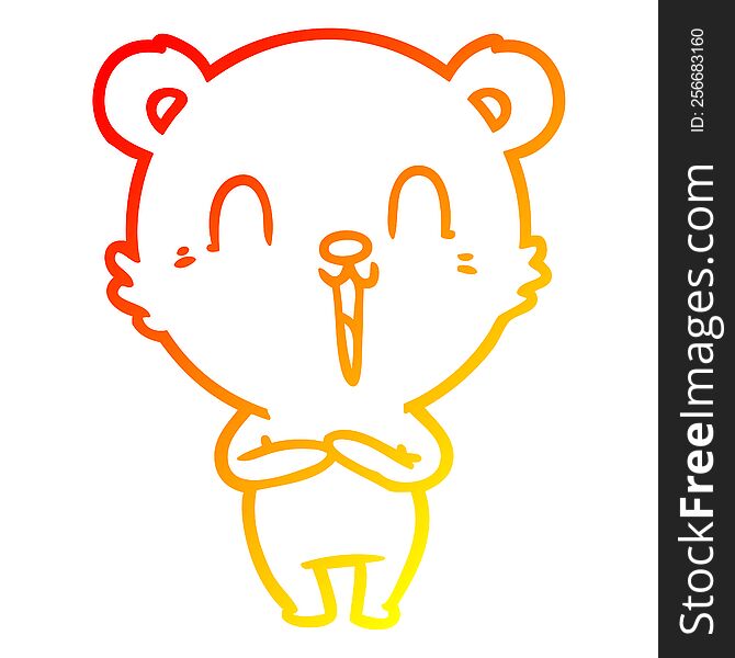 warm gradient line drawing of a happy cartoon polar bear