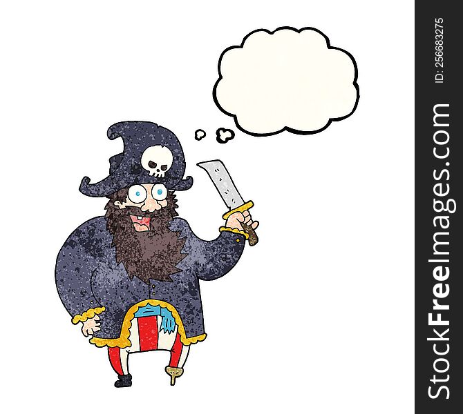 Thought Bubble Textured Cartoon Pirate Captain