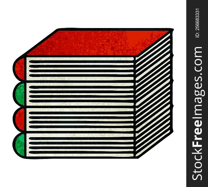 retro grunge texture cartoon of a stack of books