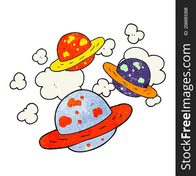 freehand textured cartoon planets