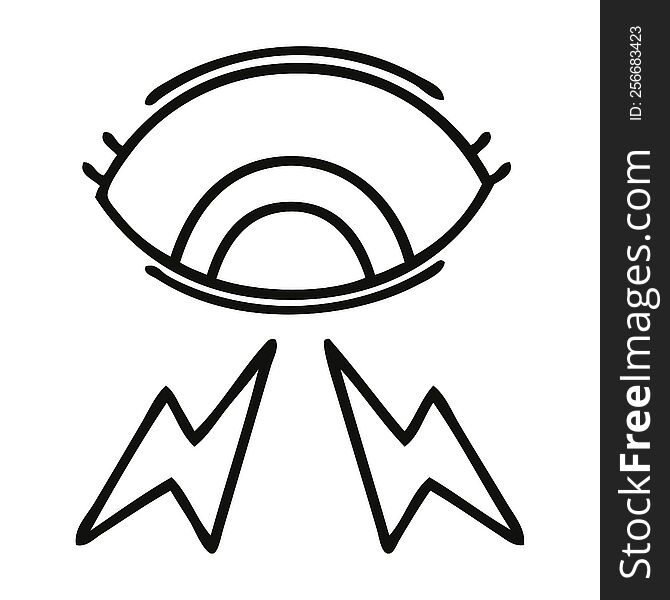 line drawing cartoon of a mystic eye