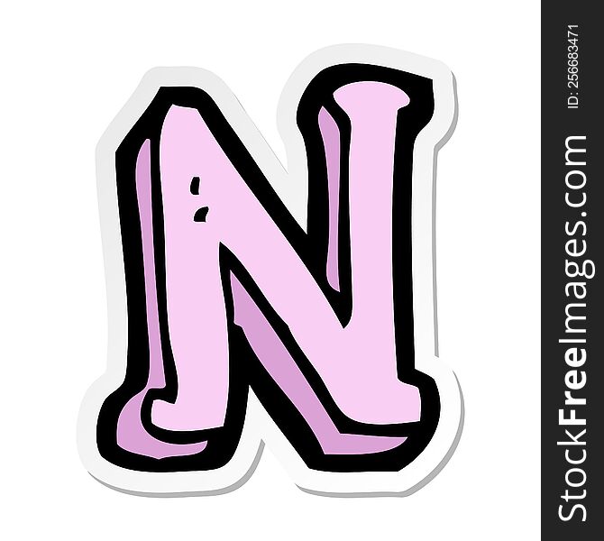 Sticker Of A Cartoon Letter N