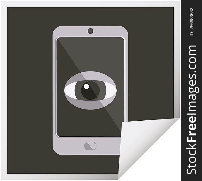 cell phone watching you graphic square sticker