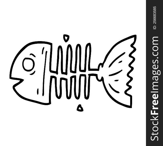 Line Drawing Cartoon Fish Bones