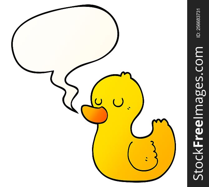 Cartoon Duck And Speech Bubble In Smooth Gradient Style