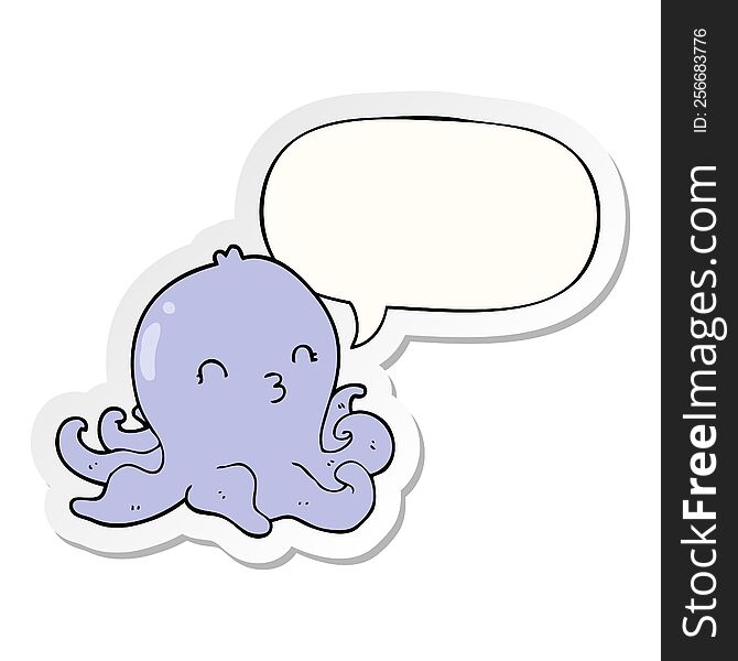 cartoon octopus with speech bubble sticker. cartoon octopus with speech bubble sticker