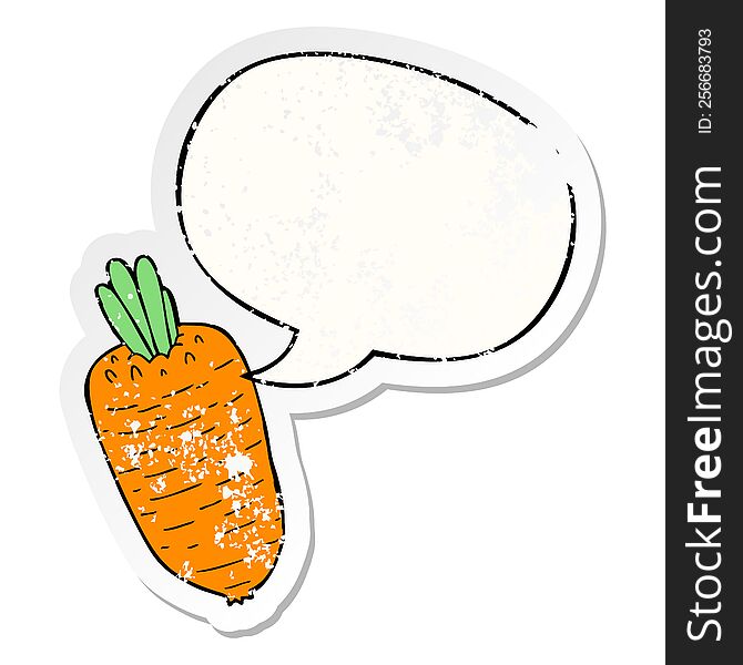 Cartoon Vegetable And Speech Bubble Distressed Sticker