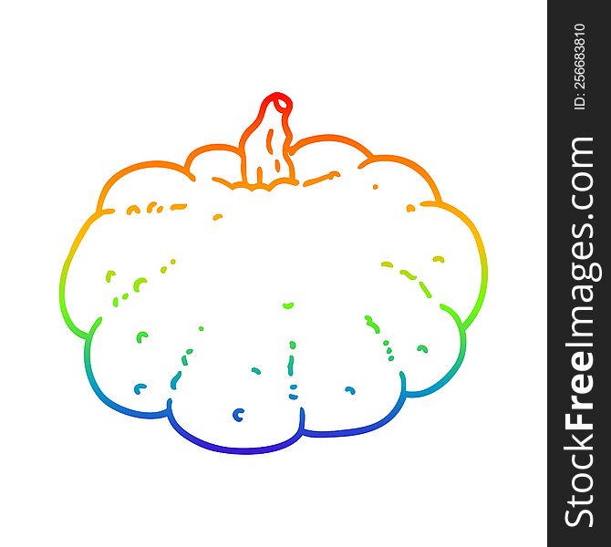 rainbow gradient line drawing of a cartoon pumpkin