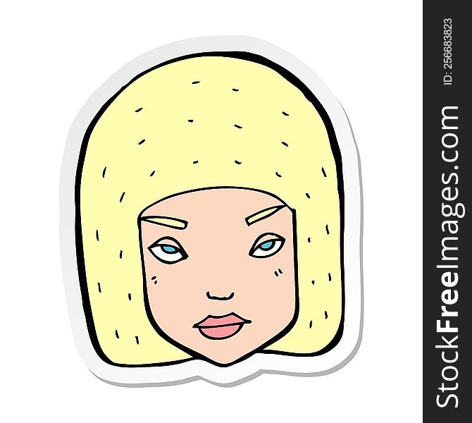 Sticker Of A Cartoon Annoyed Female Face