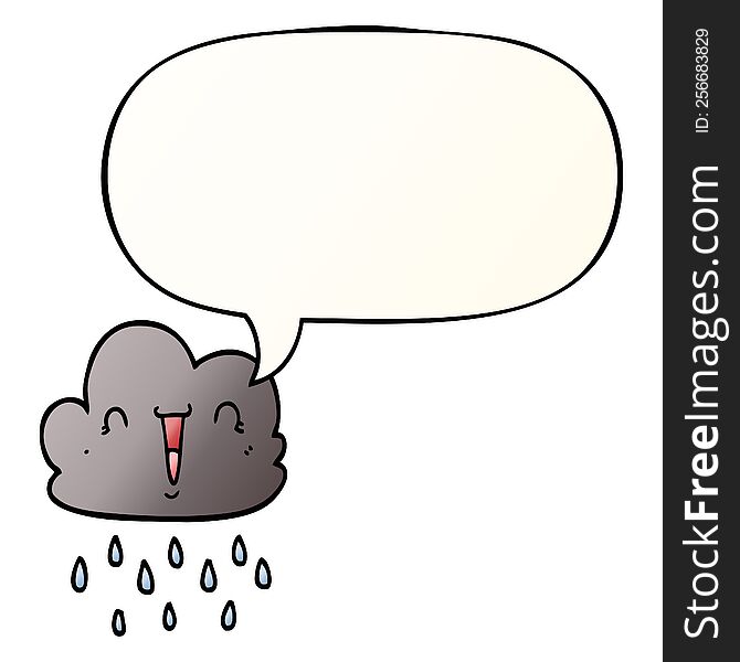 Cartoon Storm Cloud And Speech Bubble In Smooth Gradient Style