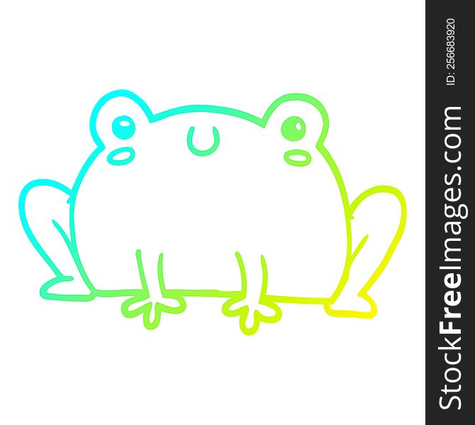 cold gradient line drawing of a cartoon frog