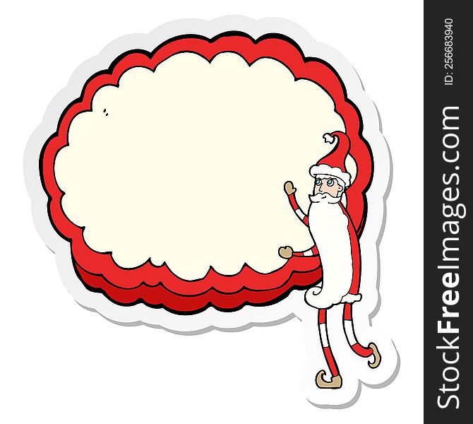 sticker of a cartoon santa claus with text cloud space