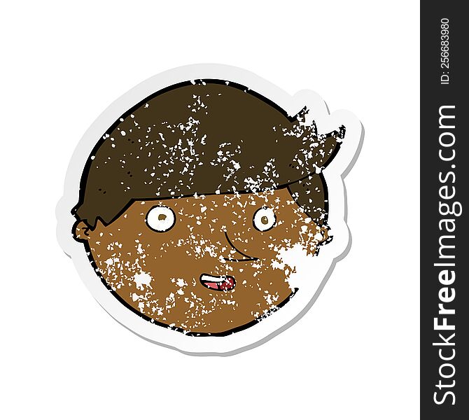 retro distressed sticker of a cartoon happy face