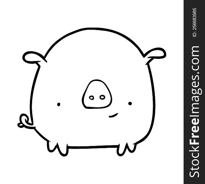 line drawing of a happy pig. line drawing of a happy pig