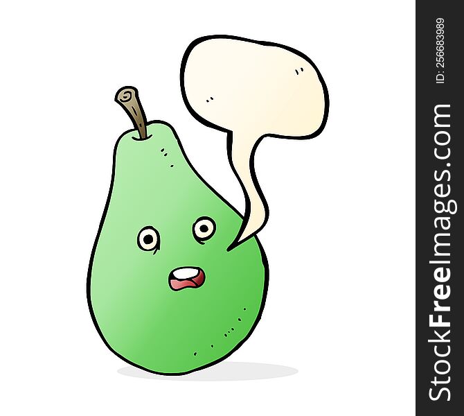Cartoon Pear With Speech Bubble