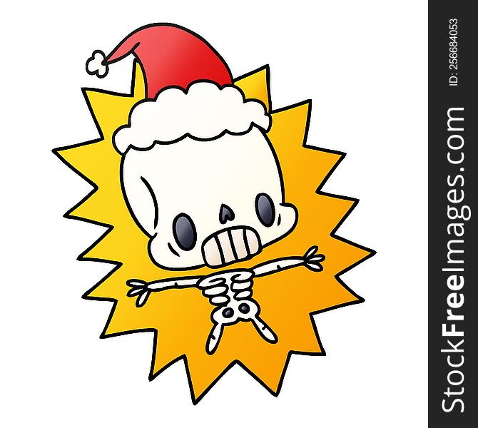 Christmas Gradient Cartoon Of Kawaii Skeleton