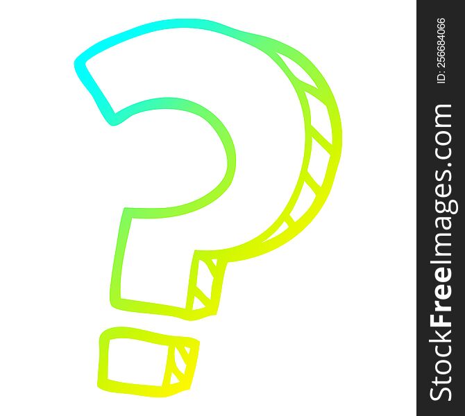 cold gradient line drawing of a cartoon question mark
