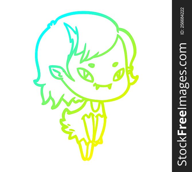 Cold Gradient Line Drawing Cartoon Friendly Vampire Girl