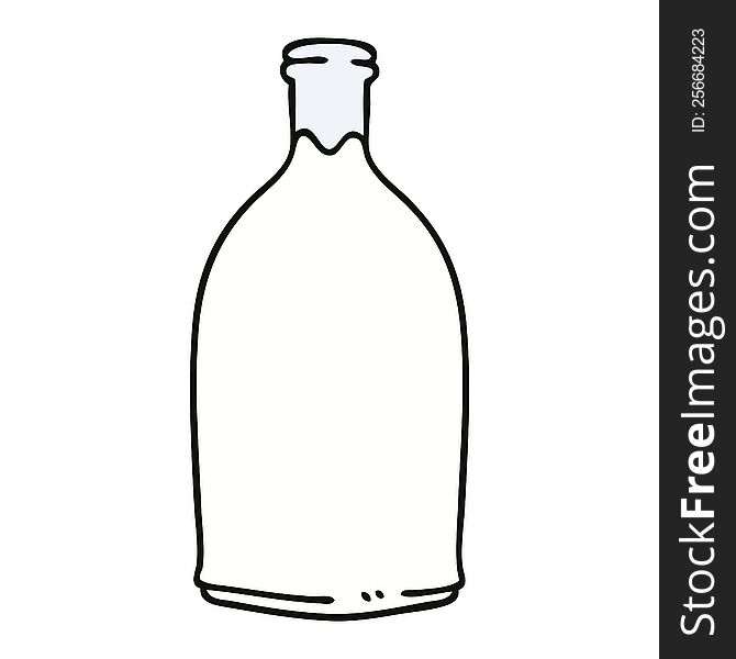 hand drawn quirky cartoon milk bottle. hand drawn quirky cartoon milk bottle