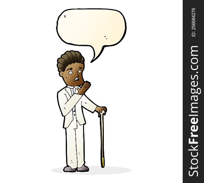 Cartoon Shocked Gentleman With Speech Bubble