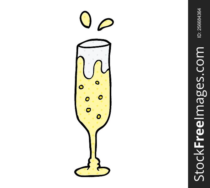 cartoon doodle glass of champagne