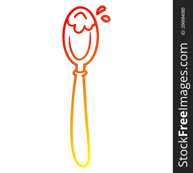 warm gradient line drawing of a cartoon spoon