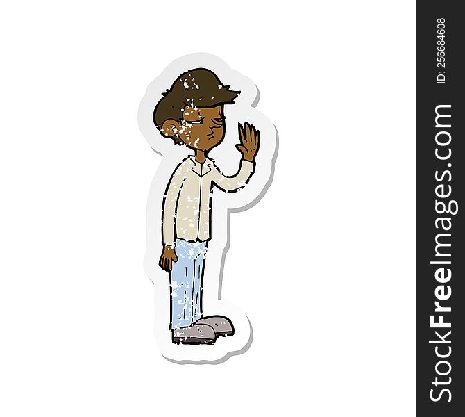 Retro Distressed Sticker Of A Cartoon Arrogant Boy