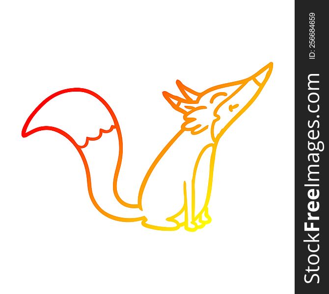 warm gradient line drawing cartoon arctic fox