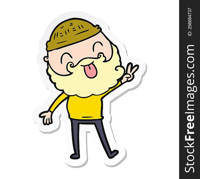 sticker of a man with beard giving peace sign