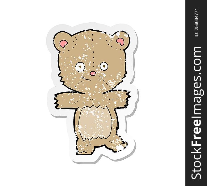 Retro Distressed Sticker Of A Cartoon Funny Teddy Bear