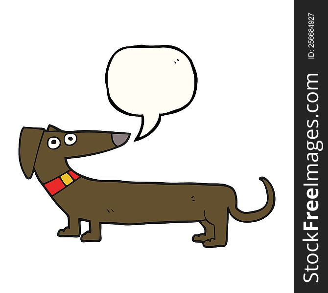 freehand drawn speech bubble cartoon sausage dog