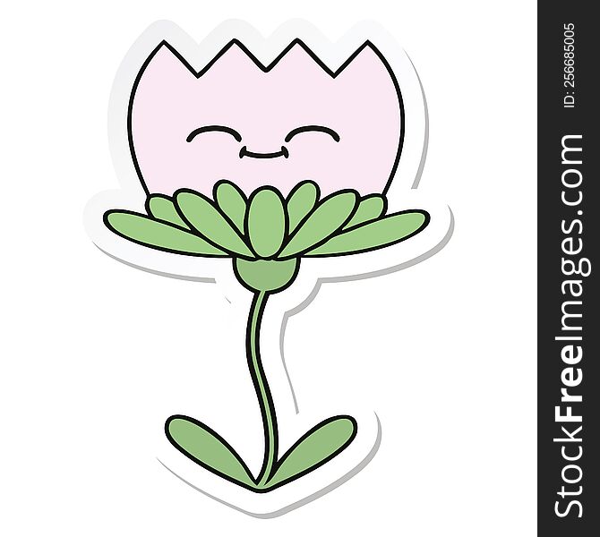 Sticker Of A Cute Cartoon Flower