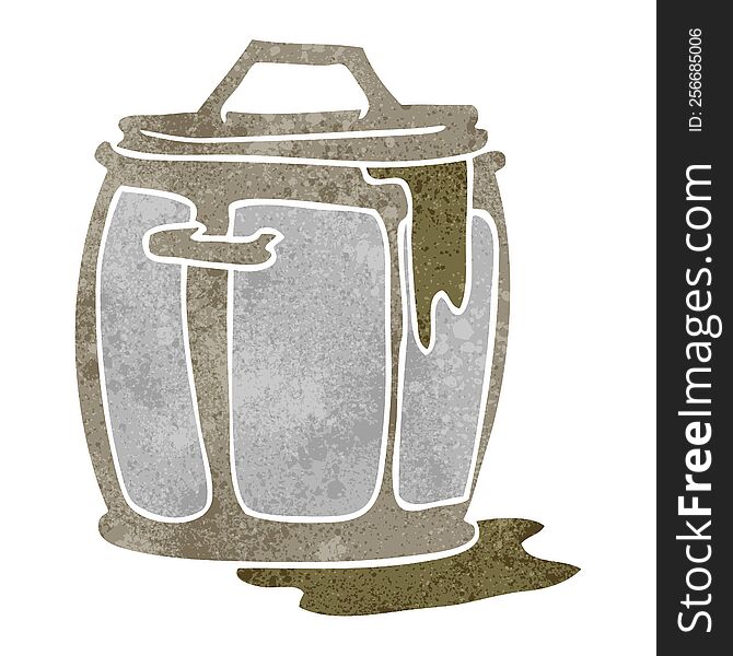 freehand retro cartoon dirty garbage can