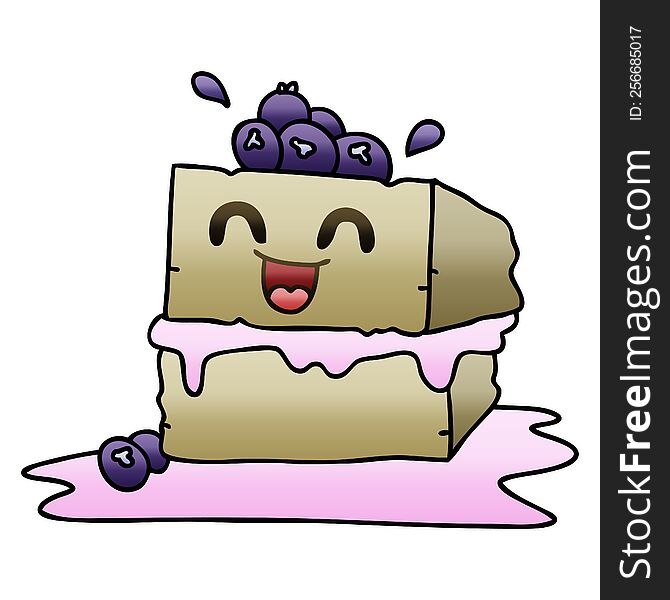 Quirky Gradient Shaded Cartoon Happy Cake Slice