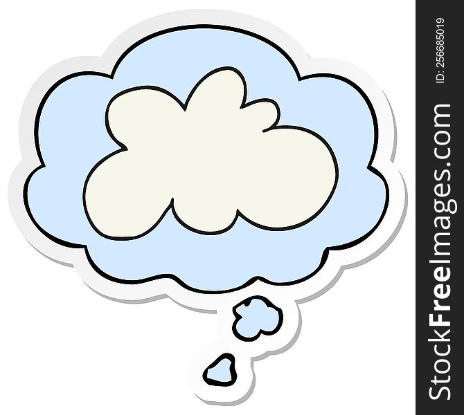 cartoon decorative cloud symbol with thought bubble as a printed sticker
