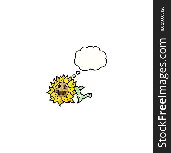 cartoon sunflower with thought bubble