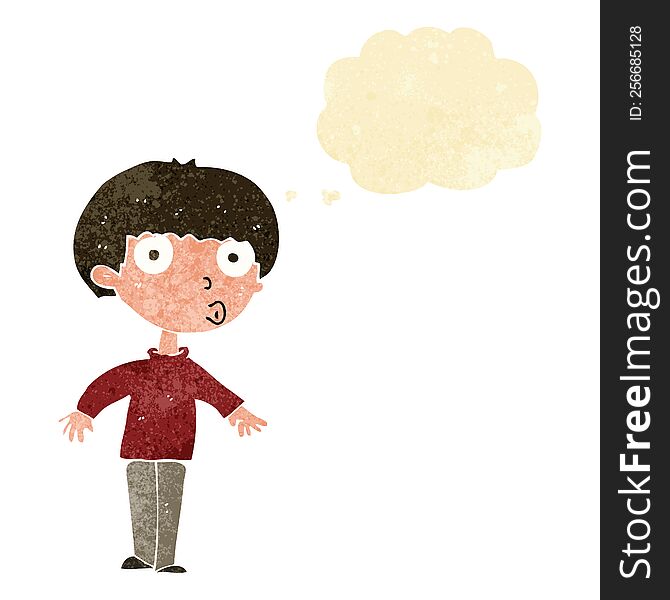 Cartoon Surprised Boy With Thought Bubble