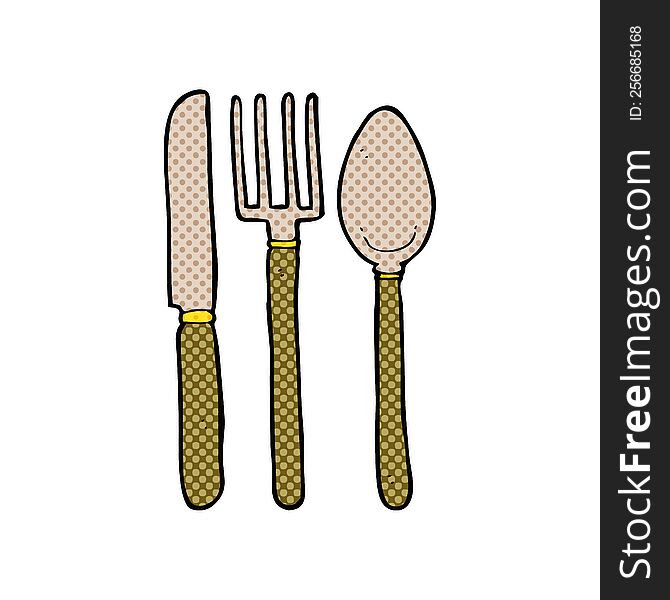 cartoon knife fork spoon