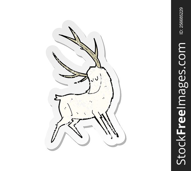 retro distressed sticker of a cartoon white stag