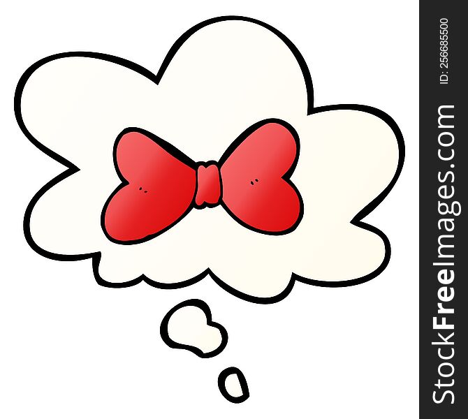 Cartoon Bow Tie And Thought Bubble In Smooth Gradient Style