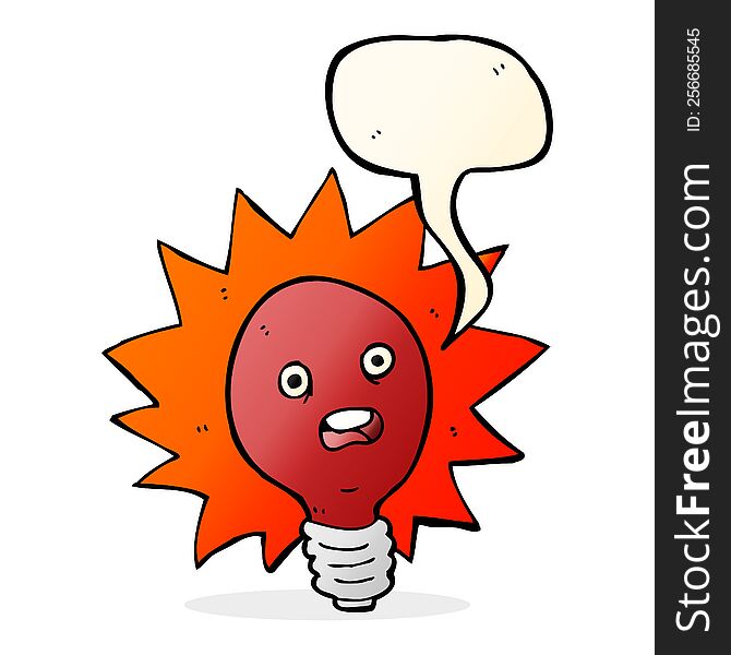 Cartoon Red Lightbulb With Speech Bubble