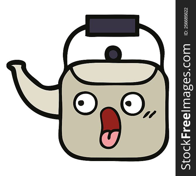 cute cartoon of a kettle. cute cartoon of a kettle