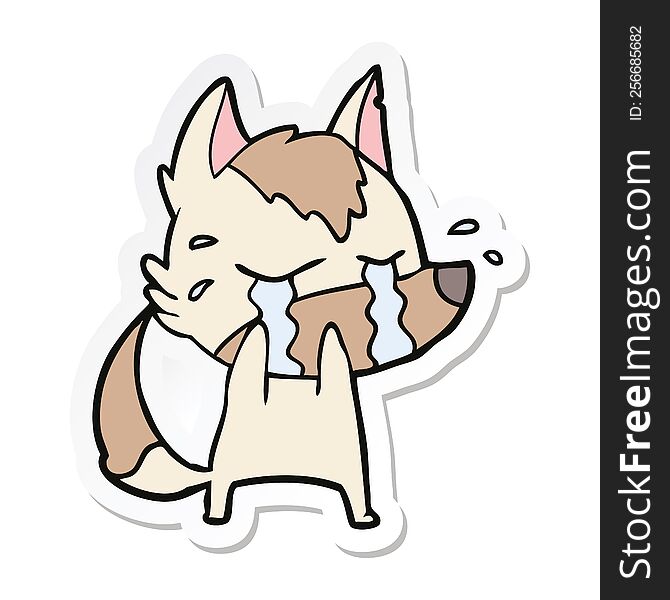 Sticker Of A Cartoon Crying Wolf