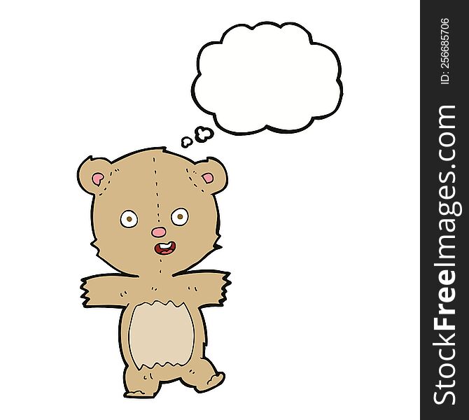 Cartoon Dancing Teddy Bear With Thought Bubble